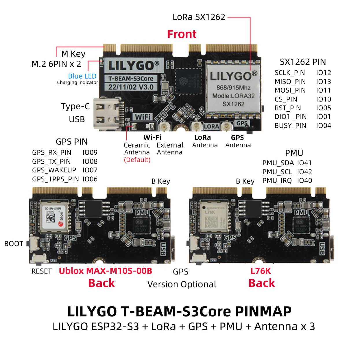 LILYGO T-BEAM-CORE V3.0 L76K U - Esp32 Development Board avaliação e preço
