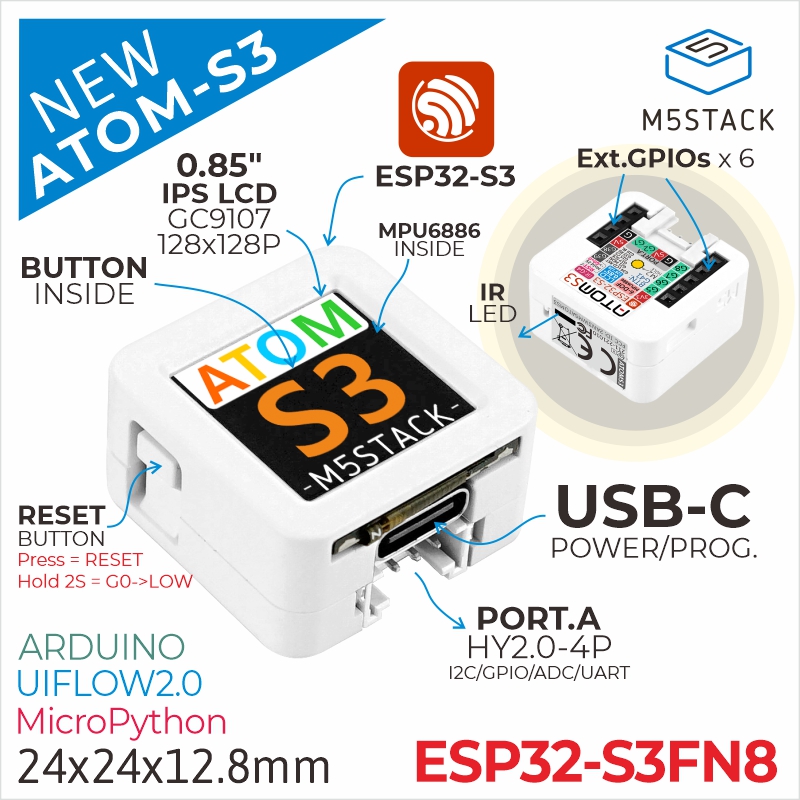 Original m5stack atoms3 ESP32- - Esp32 Uart Module avaliação e preço